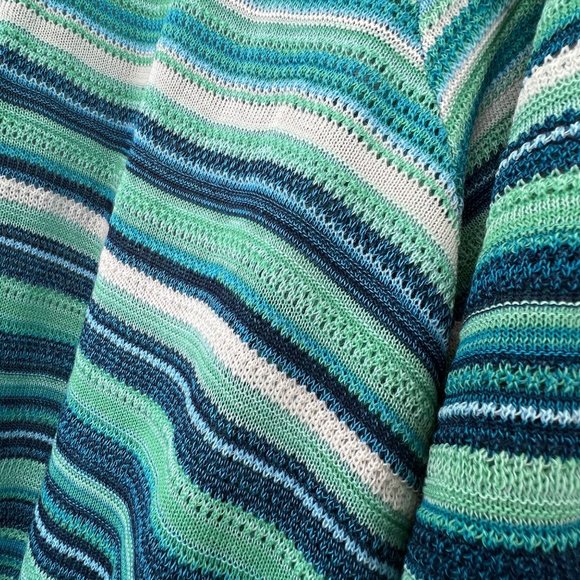 Catherines Cardigan Sweater Plus Size 5X Teal Aqua Stripe Lightweight Long NWOT - Picture 5 of 6